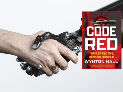 man and robot shaking hands