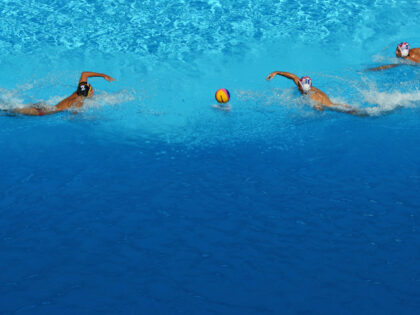 Water Polo: 18th FINA World Aquatics Championships: Aerial view of Croatia in action vs Ge