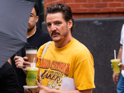 NEW YORK, NEW YORK - MAY 09: Pedro Pascal is seen filming "Materialists" in Trib