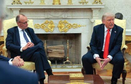 A file photo from June 5, 2025 when US President Donald Trump last hosted German Chancello