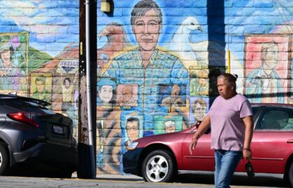 Murals of labor movement icon Cesar Chavez are found all over California