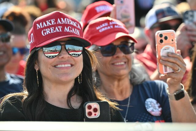 Supporters in Corpus Christi, Texas take pictures at a recent rally by US President Donald