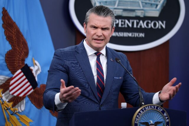 US Defense Secretary Pete Hegseth speaks during a news conference at the Pentagon on March