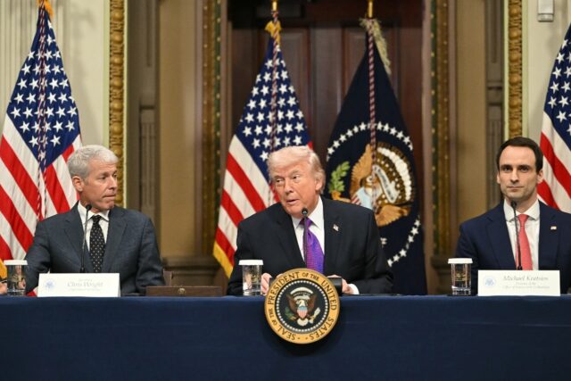 US President Donald Trump spoke on Iran at the start of a meeting with tech bosses