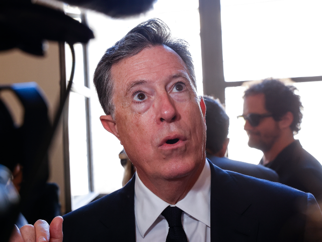 Stephen Colbert is interviewed after an audience with Pope Francis in Clementine Hall at T