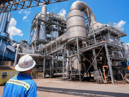 Dan Caston, an employee of Drax leads a tour of their plant in Gloster, Miss., Monday, May