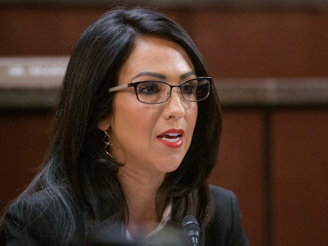 AP25064670234720 Rep. Lauren Boebert, R-Colo., questions Denver Mayor Mike Johnston during a House Committe