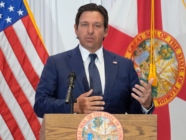 Florida Gov. Ron DeSantis during a news conference Tuesday, Aug. 12, 2025, in Tampa, Fla.