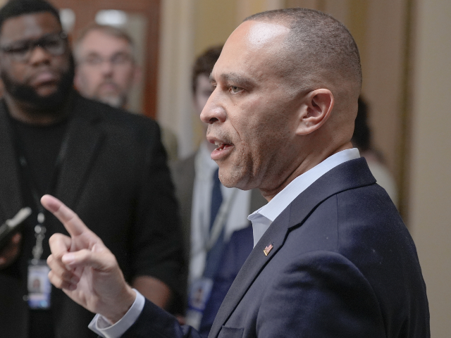 House Minority Leader Hakeem Jeffries, D-N.Y., speaks during a news conference on day 34 o