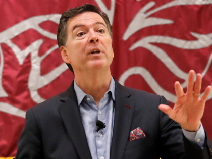 FILE - Former FBI Director James Comey speaks at the University of Chicago Law School for