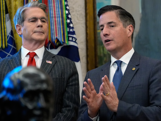 Rep. Bernie Moreno, R-Ohio, speaks during an event with President Donald Trump in the Oval