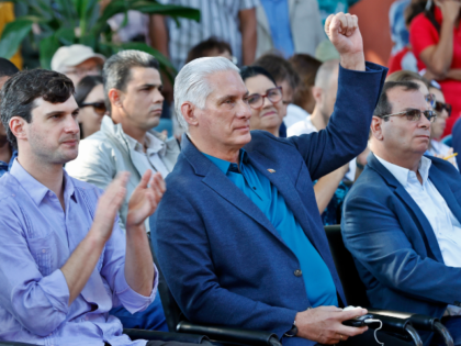 Cuban President Miguel Diaz-Canel and David Adler, general coordinator of the "Nuestr