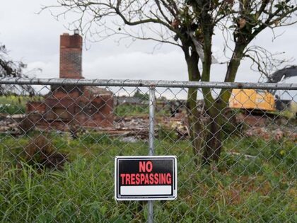 Title: Fireworks Warehouse Explosion Image ID: 26100756754384 Article: A No Trespassing si