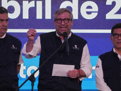 Piero Corvetto, head of Peru's National Office of Electoral Processes, speaks during