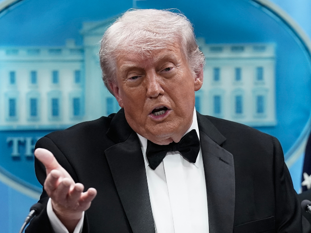 President Donald Trump speaks in the James Brady Press Briefing Room at the White House af