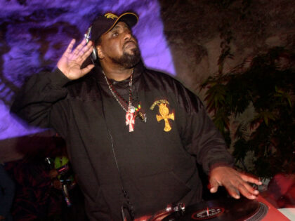 American DJ and rapper Afrika Bambaataa (born Lance Taylor) performs onstage at Club de Vi