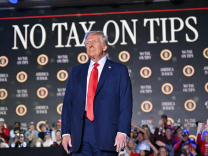 US President Donald Trump arrives to speak on his policy to end tax on tips in Las Vegas,