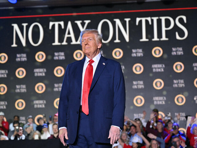 US President Donald Trump arrives to speak on his policy to end tax on tips in Las Vegas,