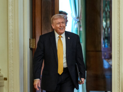 President Donald J. Trump meets with members of the Trump-Kennedy Center board during a lu