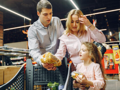 Family grocery shopping