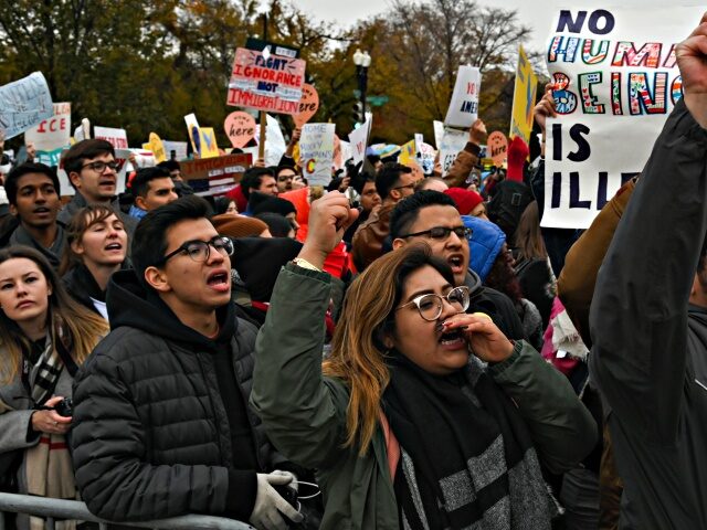 WASHINGTON, DC - NOVEMBER 12: Arlin Karina Tellez, C, a DACA recipient and student at Trin