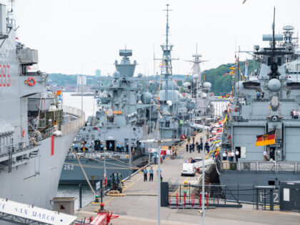 16 June 2023, Schleswig-Holstein, Kiel: Navy ships moored at Kiel-Wik naval base. The trad