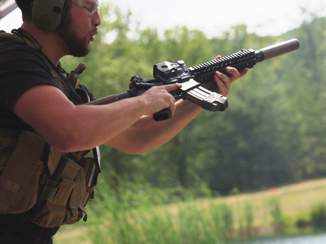 MONROE, PENNSYLVANIA - JUNE 03: People fire an assortment of guns at the annual Machine Gu