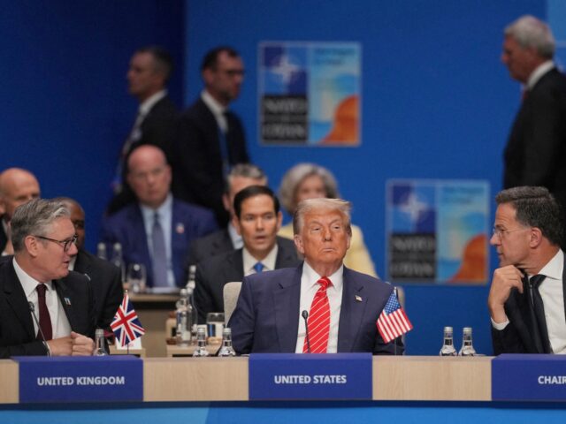 (From L) Britain's Prime Minister Keir Starmer, US President Donald Trump and NATO Secreta