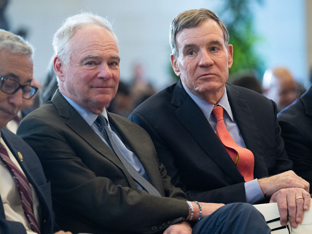 US Senator Tim Kaine, Democrat of Virginia, and US Senator Mark Warner (R), Democrat of Vi