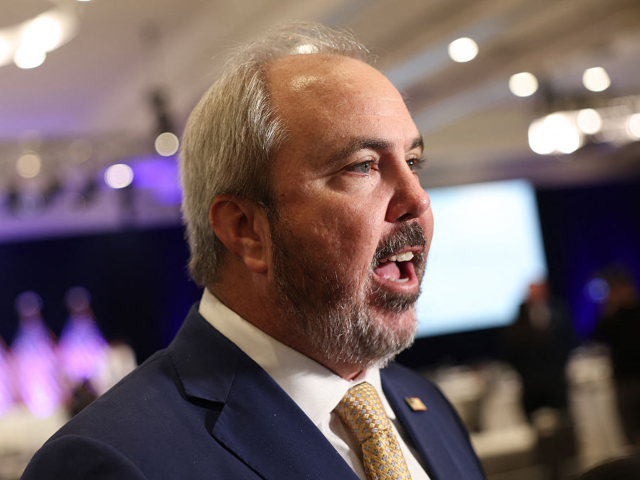 GettyImages-2257274298 Chair of the Republican National Committee (RNC) Joe Gruters speaks to journalists during