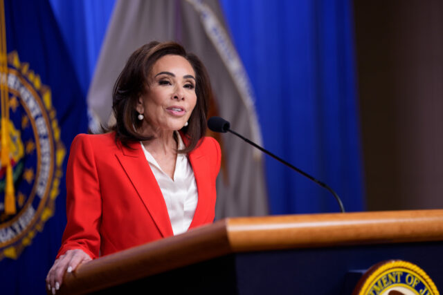 Jeanine Pirro, US attorney for the District of Columbia, speaks during a news conference a