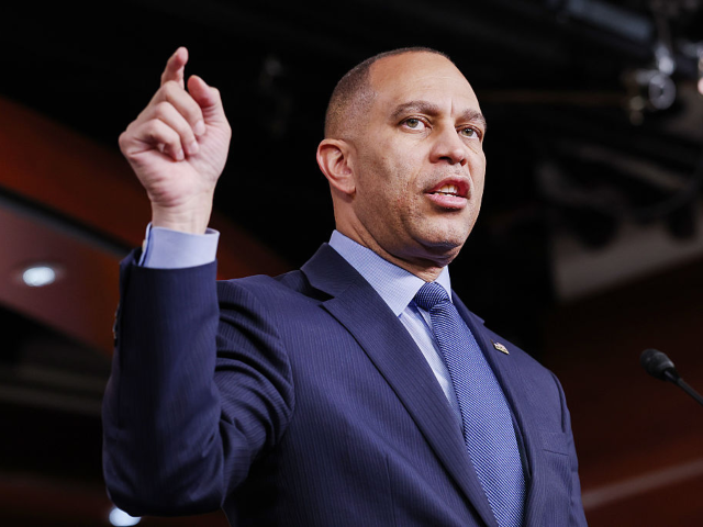 WASHINGTON, DC - MARCH 03: U.S. House Minority Leader Hakeem Jeffries (D-NY) speaks to rep