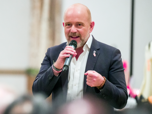 SANTA ANA, CA - MARCH 18: Steve Hilton, California gubernatorial candidate speaks during a