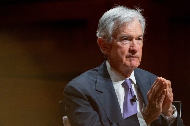 Jerome Powell, chairman of the US Federal Reserve, during a moderated conversation at Harv