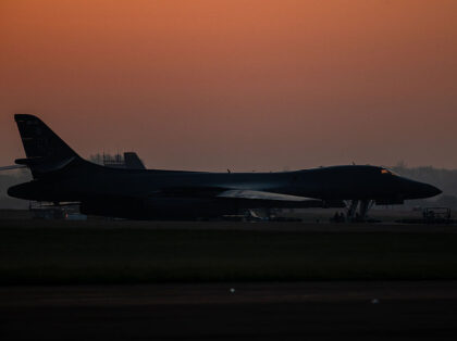 A US Air Force Rockwell B-1B Lancer bomber at RAF Fairford in Fairford, UK, on Wednesday,