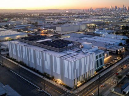 VERNON, CALIFORNIA - APRIL 14: An aerial view of a 33 megawatt data center (LOWER C) with