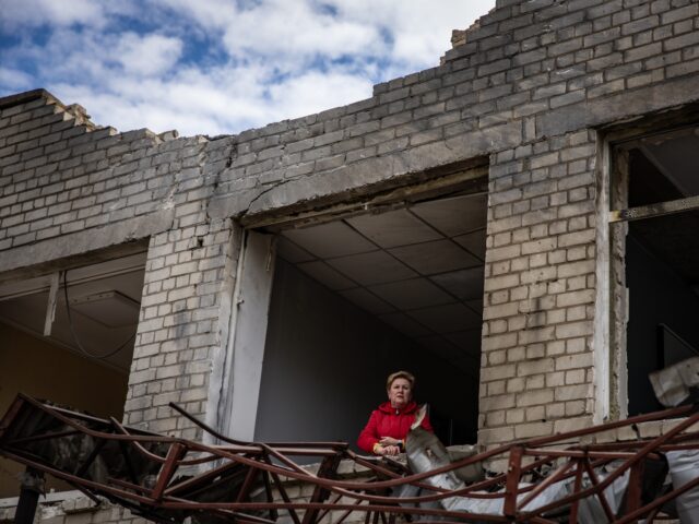 CHERNIVHIV, UKRAINE - APRIL 19: A view of a damaged school building following a Russian Sh