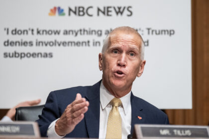 UNITED STATES - APRIL 21: Sen. Thom Tillis, R-N.C., questions Kevin Warsh, nominee to chai