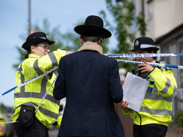 LONDON, UNITED KINGDOM - APRIL 29: British police investigate the scene with the support o