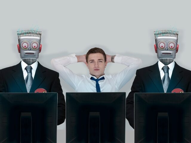 Human relaxes as robots work