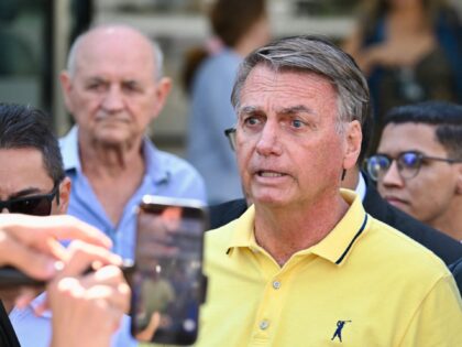 Former Brazilian President Jair Bolsonaro speaks after taking medical tests at DF Star hos