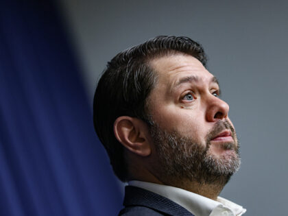 Senator Ruben Gallego, a Democrat from Arizona, speaks during a news conference in Washing