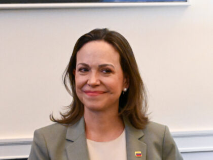 Portuguese Prime Minister Luis Montenegro (R) receives Venezuelan opposition leader and No