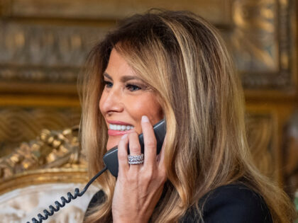 First lady Melania Trump speaks during a NORAD, North American Aerospace Defense Command,