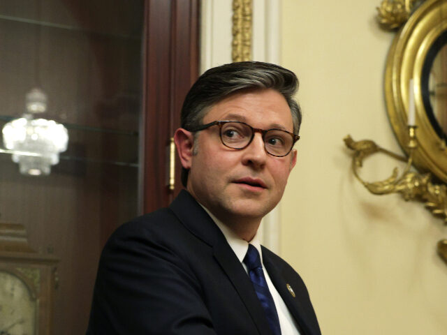 U.S. Speaker of the House Rep. Mike Johnson (R-LA) arrives at a ceremonial swearing-in for