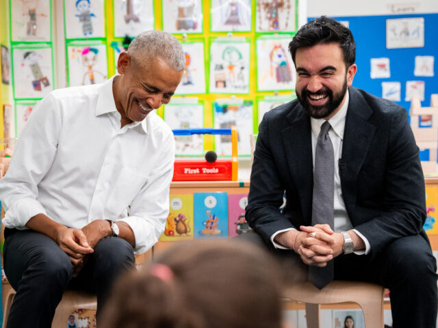 Former President Barack Obama and Mayor Zohran Mamdani laugh together while visiting Learn