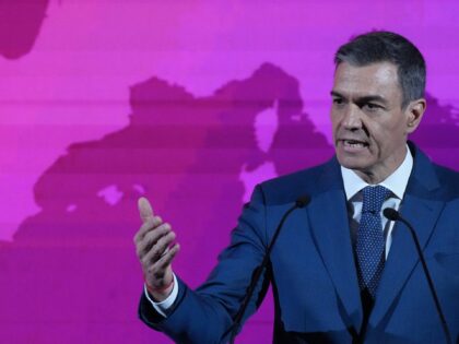 BARCELONA CATALONIA, SPAIN - APRIL 10: Prime Minister Pedro Sanchez speaks at the European
