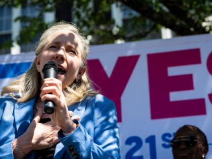 Abigail Spanberger, governor of Virginia, speaks during a "Virginians For Fair Electi