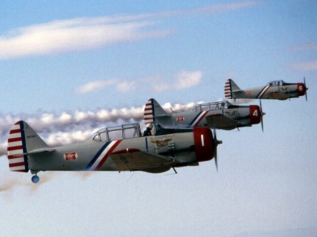 T-6 Texans flying in formation