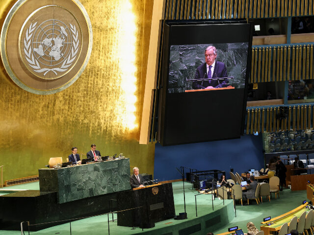 UN Secretary-General Antonio Guterres speaks during the 11th Review Conference of the Trea